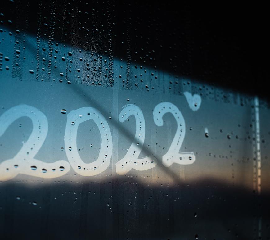 window with condensation with 2022 and a heart